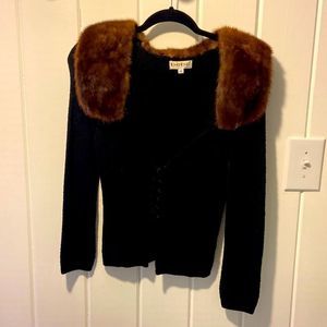 Black‎ Sexy Bebe Sweater with Mink Collar